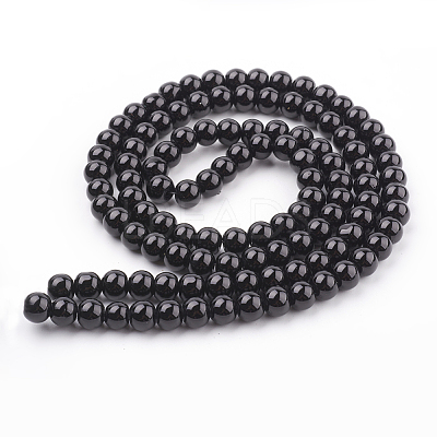 Black Glass Pearl Round Loose Beads For Jewelry Necklace Craft Making X-HY-8D-B20-1