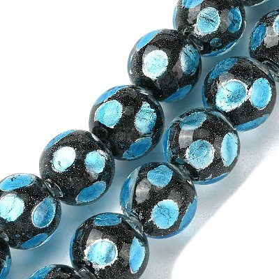 Handmade Silver Sand Lampwork Beads Strands LAMP-A003-01A-1