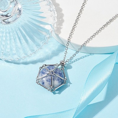 Stainless Steel Macrame Pouch Empty Stone Holder for Pendant Necklace Making NJEW-JN04532-02-1