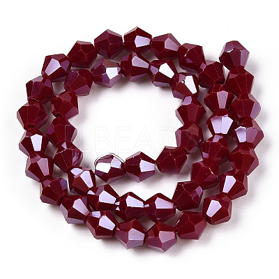 Opaque Solid Color Electroplate Glass Beads Strands EGLA-A039-P6mm-A22-1