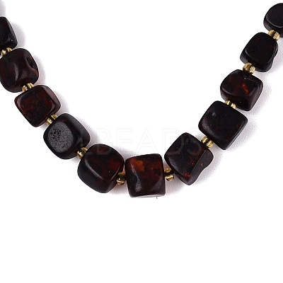 Natural Bloody Amber Nuggets Graduated Beaded Necklaces with Brass Clasps & Seed Beads NJEW-N064-06-1