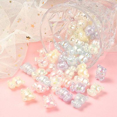 60Pcs 6 Colors UV Plating Rainbow Iridescent Acrylic Beads PACR-CJ0001-22-1
