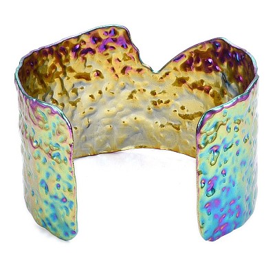 Ion Plating(IP) 304 Stainless Steel Wide Open Cuff Bangle for Women BJEW-F442-03MC-1