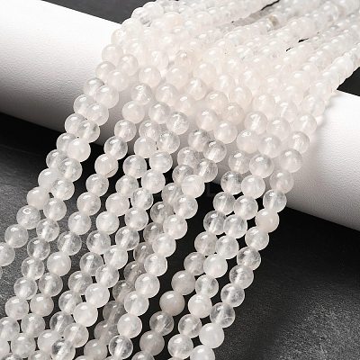 Natural White Jade Round Bead Strands G-P072-08-4mm-1