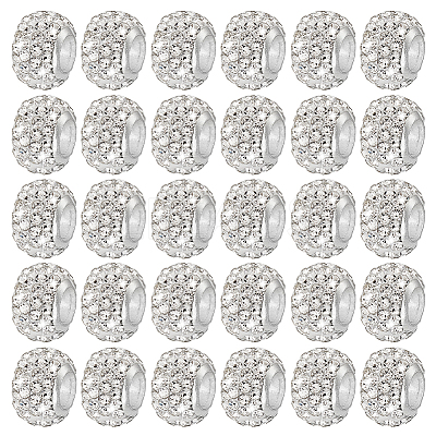100Pcs Polymer Clay Rhinestone European Beads RB-PH0001-54A-1