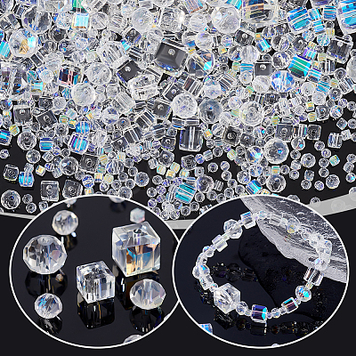 800Pcs 10 Styles AB Color Plated Electroplated Glass Beads Strands GLAA-GA0001-85-1