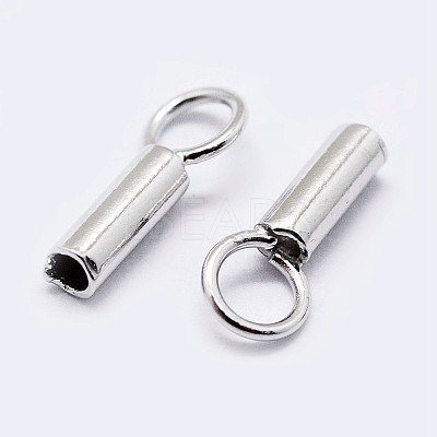 Anti-Tarnish Rhodium Plated 925 Sterling Silver Cord Ends STER-F036-21P-2.5mm-1