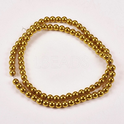 Electroplate Non-magnetic Synthetic Hematite Beads Strands X-G-J169A-4mm-04-1