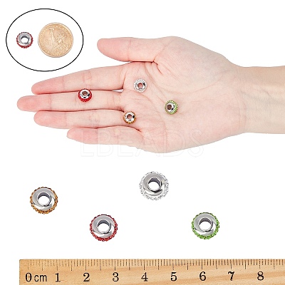 Rondelle 304 Stainless Steel Polymer Clay Rhinestone European Beads GPDL-UN0001-01-1