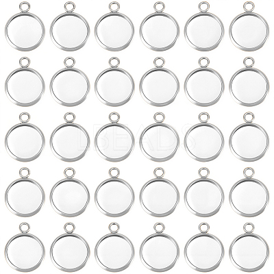 40Pcs 304 Stainless Steel Pendant Cabochon Settings STAS-BBC0010-68-1