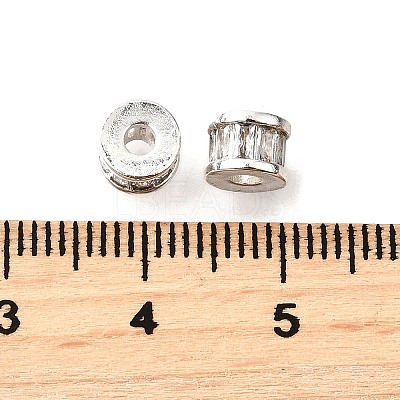 Column Brass Micro Pave Cubic Zirconia Spacer Beads KK-L230-06P-1