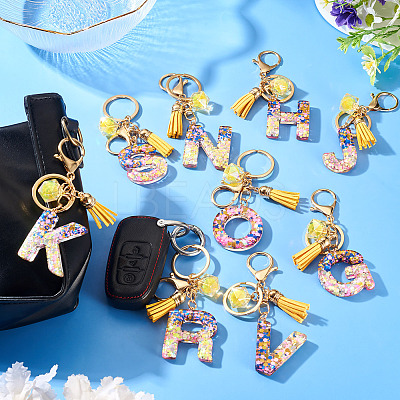 Alloy Resin Polygon Keychains KEYC-TADJ0002-03G-V-1