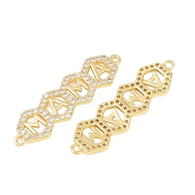 Mother's Day Brass Micro Pave Clear Cubic Zirconia Connector Charm KK-F931-27D-G-1