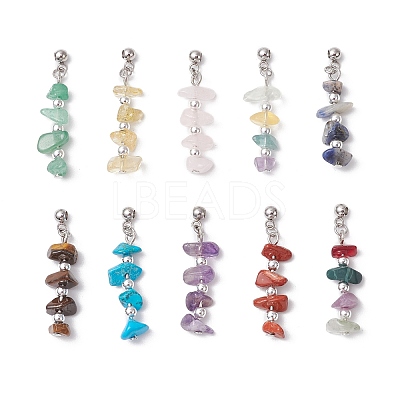 10Pcs 10 Styles Natural & Synthetic Mixed Gemstone Chip Electroplate Non-magnetic Synthetic Hematite Beaded Pendants PALLOY-JF03856-1