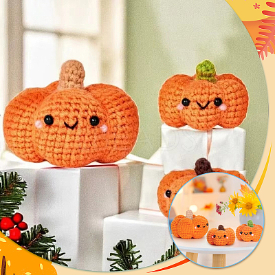 1Set Halloween Theme DIY Pumpkin Knitting Kits for Beginners DIY-SC0026-82-1