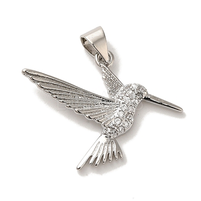 Rack Plating Brass Micro Pave Cubic Zirconia Pendants KK-U027-29P-1