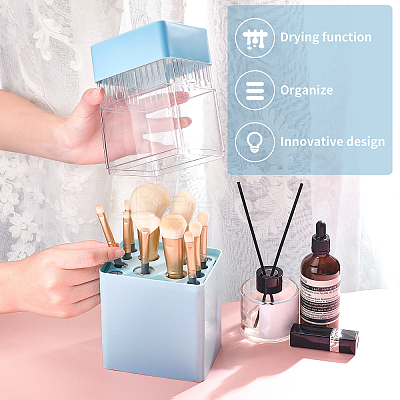 ABS with Plastic Cosmetic Brush Storage Container AJEW-WH0168-18A-1
