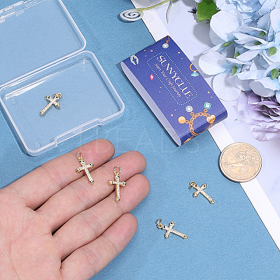 8Pcs Brass Micro Pave Clear Cubic Zirconia Pendants KK-SC0007-99-1