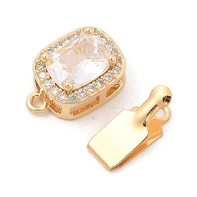 Brass Micro Pave Cubic Zirconia Box Clasps KK-C080-13G-01-1