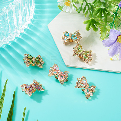 6Pcs 6 Colors Brass Rhinestone Beads KK-TA0009-14-1