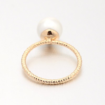 Brass Acrylic Pearl Finger Rings for Wedding Jewelry RJEW-J061-RG-1