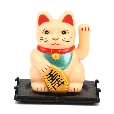 ABS Plastic Solar Powered Maneki-neko Figurines LS-DJEW-B017-01B-02-1