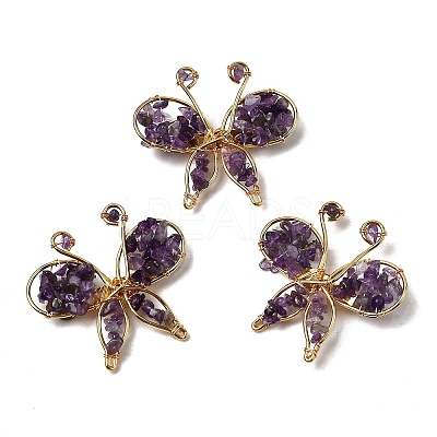 Butterfly Natural Amethyst Brooch G-A278-02G-06-1