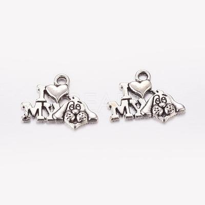 Tibetan Style Alloy Puppy Pendants TIBEP-0399-S-FF-1