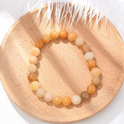 Natural Topaz Jade Beads Stretch Bracelets BJEW-F380-01-B07-1