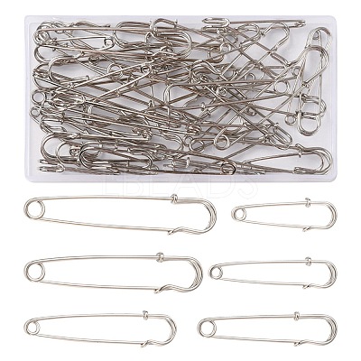 45Pcs 6 Size Iron Kilt Pins Brooch Clasps Jewelry Findings IFIN-YW0001-73-1