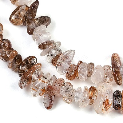 Natural Black Gold Rutilated Quartz Beads Strands X-G-G905-20-1