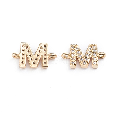 Brass Micro Pave Cubic Zirconia Letter Links X-ZIRC-I042-16G-M-1