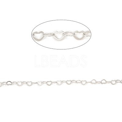 Anti-Tarnish Rhodium Plated 925 Sterling Silver Heart Link Chains STER-NH0001-28A-P-1