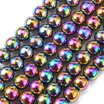 Non-magnetic Synthetic Hematite Beads Strands G-S096-10mm-5-1