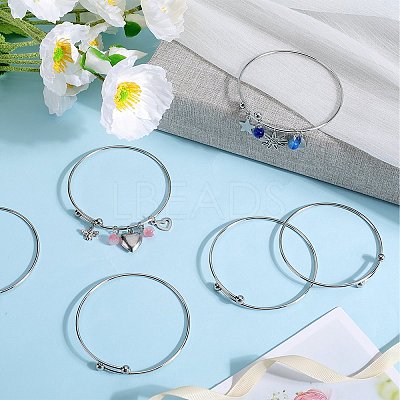 12Pcs Adjustable 304 Stainless Steel Wire Cuff Bangle Making MAK-SC0001-19-1