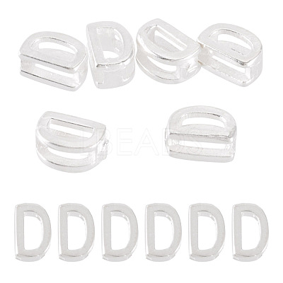 6Pcs 925 Sterling Silver Hollow Initial Beads STER-TA0001-53D-1
