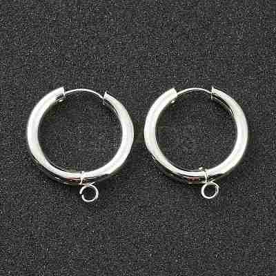 201 Stainless Steel Huggie Hoop Earring Findings STAS-P283-01J-S-1