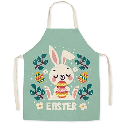 Cute Easter Rabbit Pattern Polyester Sleeveless Apron PW-WG98916-04-1