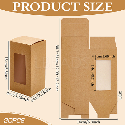 Kraft Paper Candy Boxes with PVC Clear Window CON-WH0097-07A-02B-1