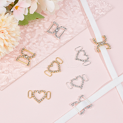 8Pcs 4 Style Brass Crystal Rhinestone Shoe Decoration FIND-HY0003-22-1