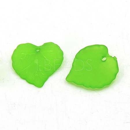 Green Transparent Acrylic Frosted Leaf Pendants X-PL591-6-1