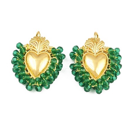 Alloy & Glass Seed Beaded Pendants GL-CBA96FD-01G-04-1