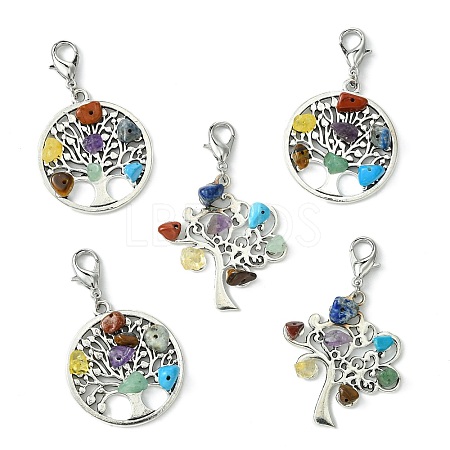 10Pcs 2 Styles Tibetan Style Alloy Pendant Decorations HJEW-CJ0001-17-1