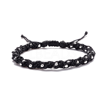 Nylon Braided Bead Bracelet BJEW-JB07604-01-1