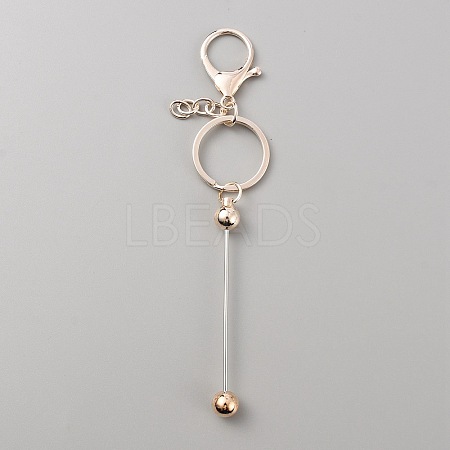 Iron Bar Beadable Keychain for Jewelry Making DIY Crafts KEYC-WH0034-32RG-1