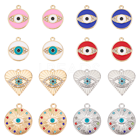 32Pcs 8 Style Rack Plating Alloy Enamel Pendants FIND-FH0005-06-1