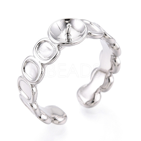 Oval Brass Cuff Ring Settings KK-T076-66P-1