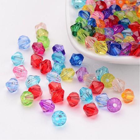Mixed Color Chunky Dyed Transparent Acrylic Faceted Bicone Spacer Beads for Kids Jewelry X-DBB6mm-1