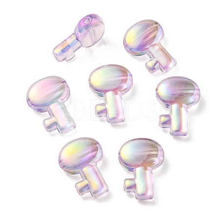 UV Plating Rainbow Iridescent Transparent Acrylic Beads OACR-C007-05B-1