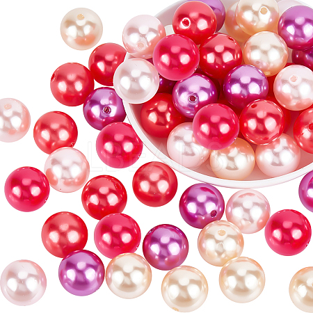   60Pcs 5 Colors Custom Resin Imitation Pearl Beads RESI-PH0001-94-1